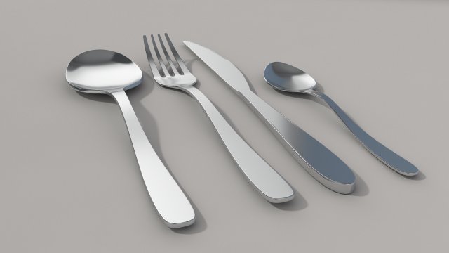 cutlery---simple spoon fork and knife 3D 모델 .c4d .max .obj .3ds .fbx .stl .blend 