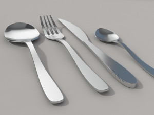 cutlery---simple spoon fork and knife 3D Model