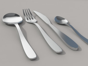 cutlery---simple spoon fork and knife 3D 모델