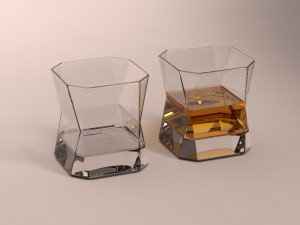 design-glass whiskey square 3D 模型