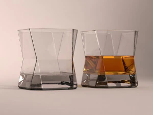 design-glass whiskey square 3D Model