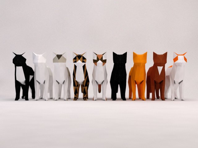 origami---cat setup 3D Модель .c4d .max .obj .3ds .fbx .stl .blend 