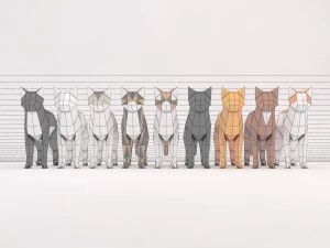 origami --- configura&ccedil;&atilde;o de gato Modelo 3D