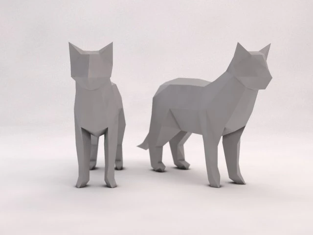 Origami---Katze 3D Modell .c4d .max .obj .3ds .fbx .stl .blend