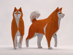 origami --- passear com cachorro Modelo 3D