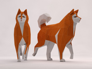 origami---dog walking Model 3D