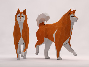 origami---dog walking Model 3D