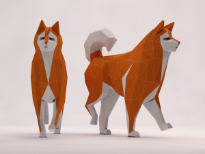 origami---dog walking Model 3D