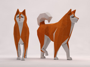 origami---dog walking Model 3D