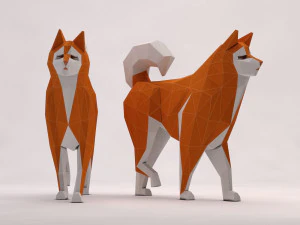 origami --- passear com cachorro Modelo 3D
