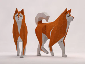 origami --- passear com cachorro Modelo 3D