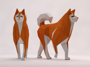 origami---dog walking Model 3D