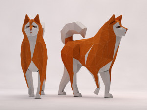 origami---dog walking Model 3D