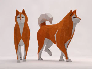 origami --- passear com cachorro Modelo 3D