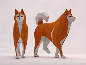 origami---dog walking Model 3D