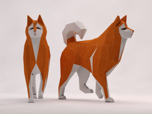 origami---dog walking Model 3D