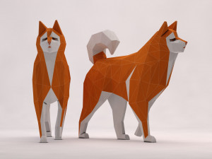 origami---dog walking Model 3D