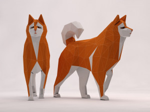origami---dog walking Model 3D