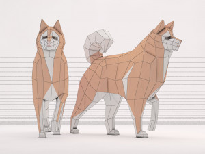 origami---dog walking Model 3D