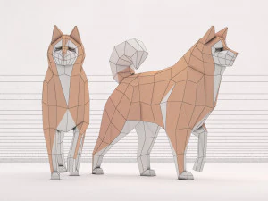 origami --- passear com cachorro Modelo 3D