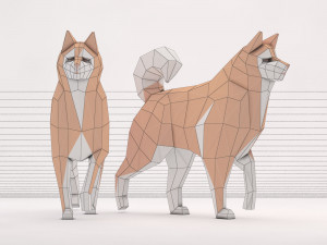 origami---dog walking Model 3D