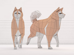 origami---dog walking Model 3D