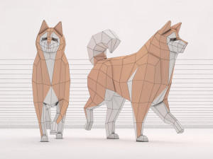 origami---dog walking Model 3D