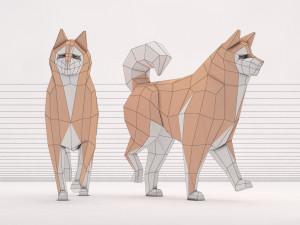 origami---dog walking Model 3D
