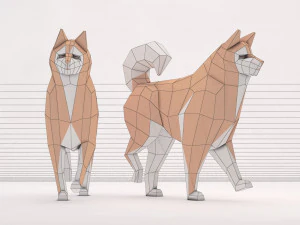 origami --- passear com cachorro Modelo 3D