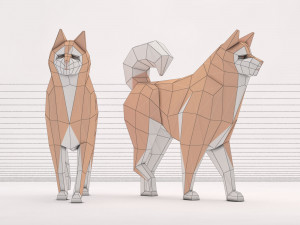 origami---dog walking Model 3D