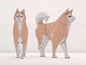 origami --- passear com cachorro Modelo 3D
