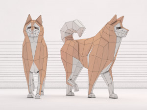 origami---dog walking Model 3D