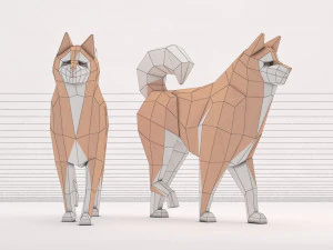 origami --- passear com cachorro Modelo 3D