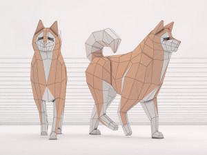 origami---dog walking Model 3D