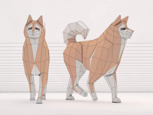 origami --- passear com cachorro Modelo 3D