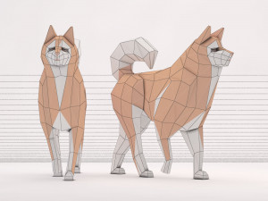 origami---dog walking Model 3D