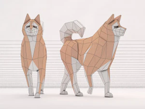 origami --- passear com cachorro Modelo 3D