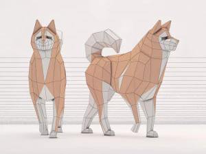 origami --- passear com cachorro Modelo 3D
