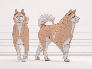 origami---dog walking Model 3D