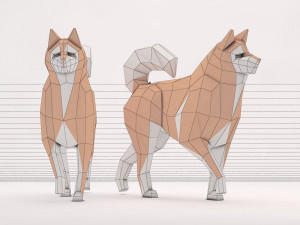 origami---dog walking Model 3D