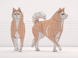 origami---dog walking Model 3D