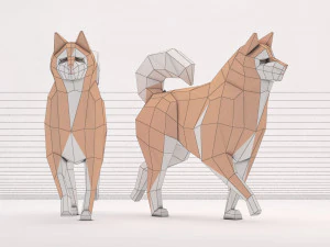 origami --- passear com cachorro Modelo 3D