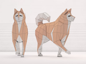 origami---dog walking Model 3D