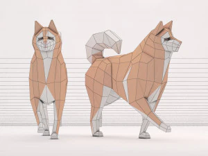 origami --- passear com cachorro Modelo 3D