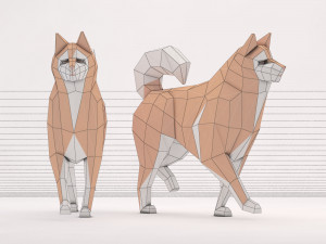origami---dog walking Model 3D