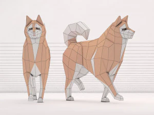 origami --- passear com cachorro Modelo 3D