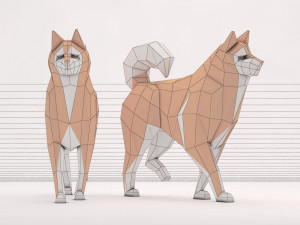 origami---dog walking Model 3D