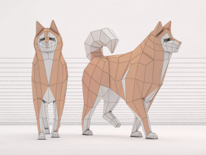 origami---dog walking Model 3D