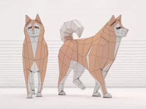 origami --- passear com cachorro Modelo 3D