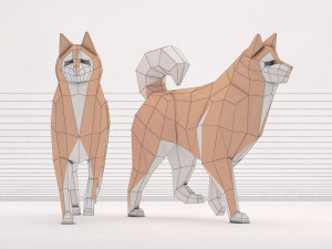 origami---dog walking Model 3D
